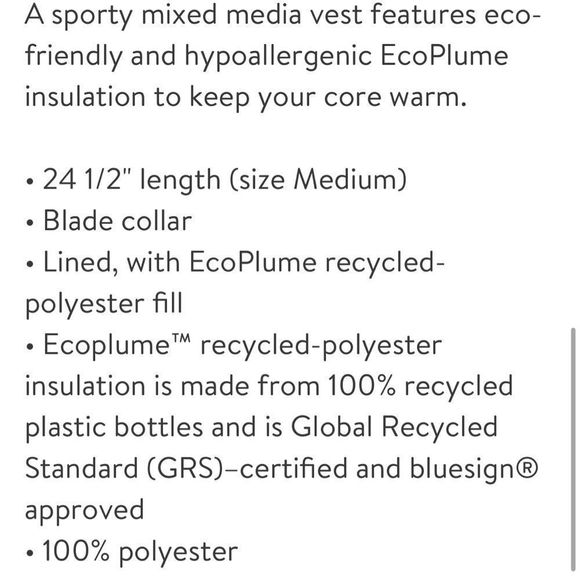 Bernardo Ecoplume Mixed Media Vest Jacket Blue M - Picture 8 of 11